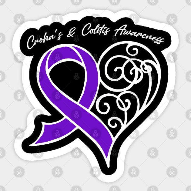 Crohn's & Colitis Awareness Heart Ribbon Gift Valentines Day - In This Family Nobody Fights Alone Sticker by BoongMie